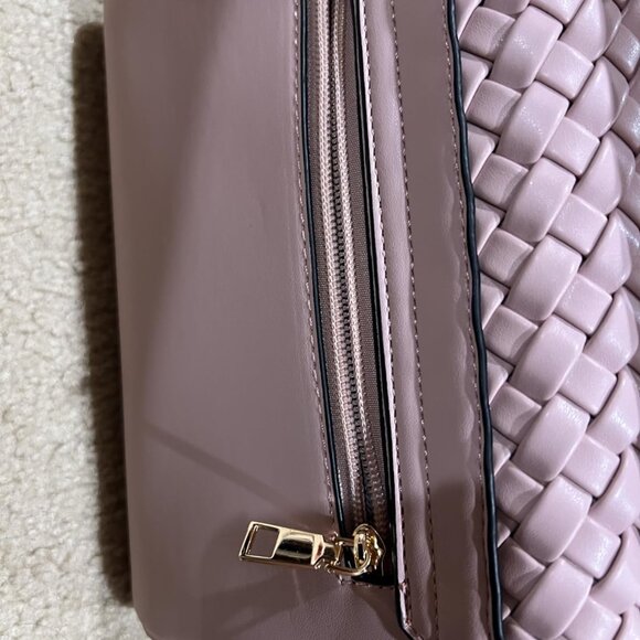 Neiman Marcus Pink Tweed Vegan Leather Hand Woven Handbag - Picture 3 of 8